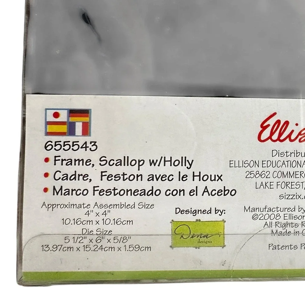Sizzix‎ Bigz Die 655543 Frame Scallop Holly Christmas Holiday Paper Crafting